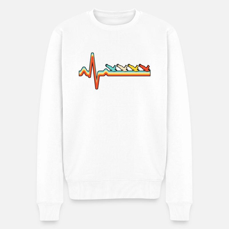 Battement de cœur rétro aigle - Pull Premium bio Homme - blanc