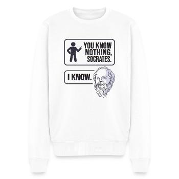 Socrates Philosophy Design für einen Philosophen - Männer Premium Bio Pullover - Weiß - Vorne - Thijin (182cm)