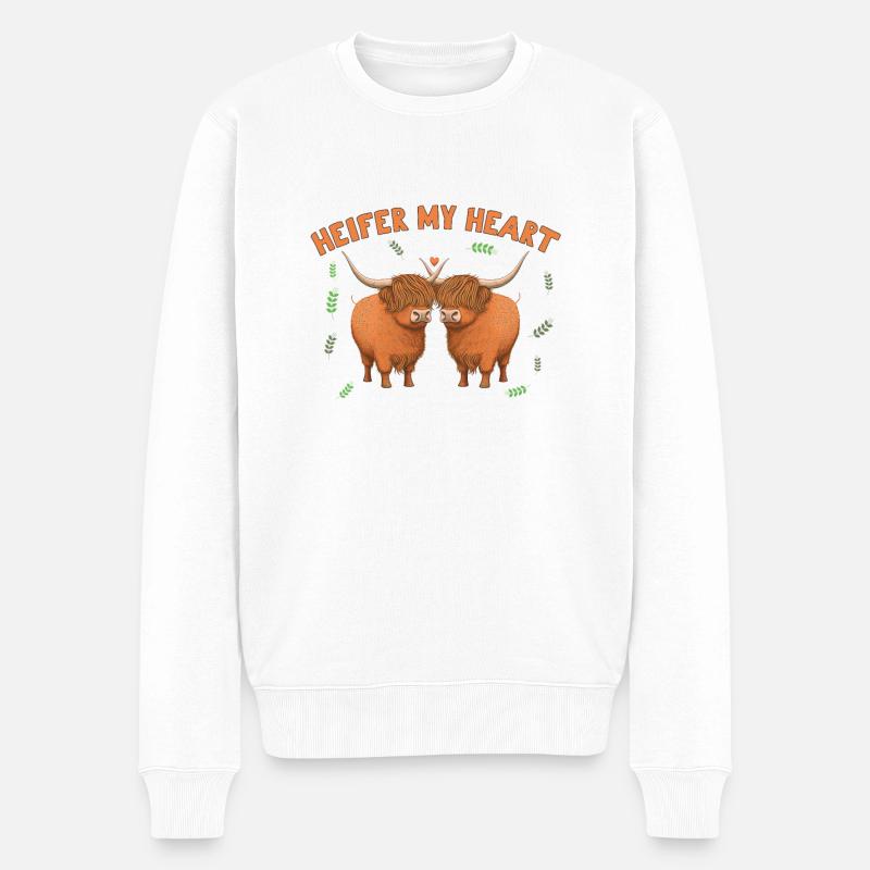 Génisse mon cœur - Pull Premium bio Homme - blanc