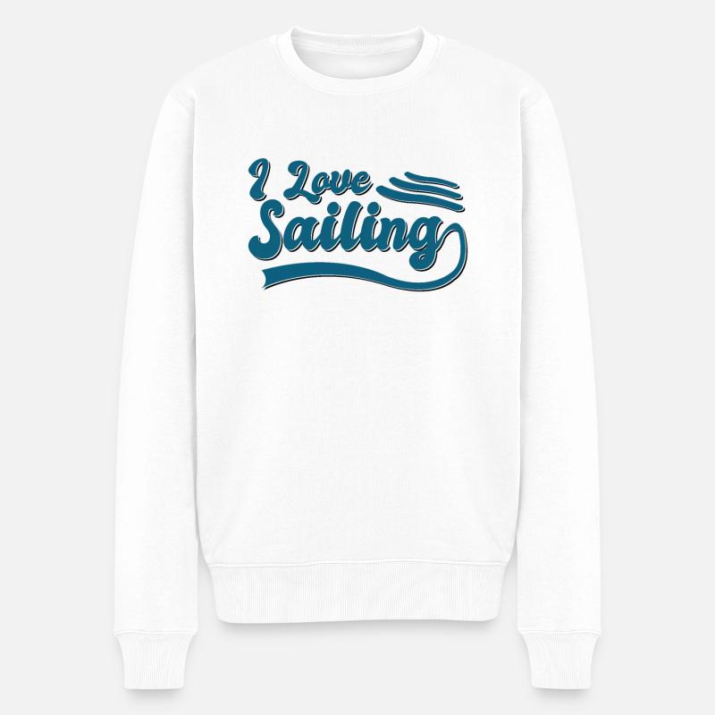 Ich liebe Segeln - Männer Premium Bio Pullover - Weiß