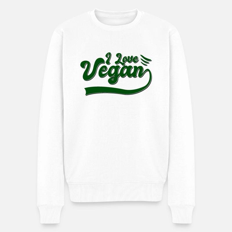 Vegan - Männer Premium Bio Pullover - Weiß