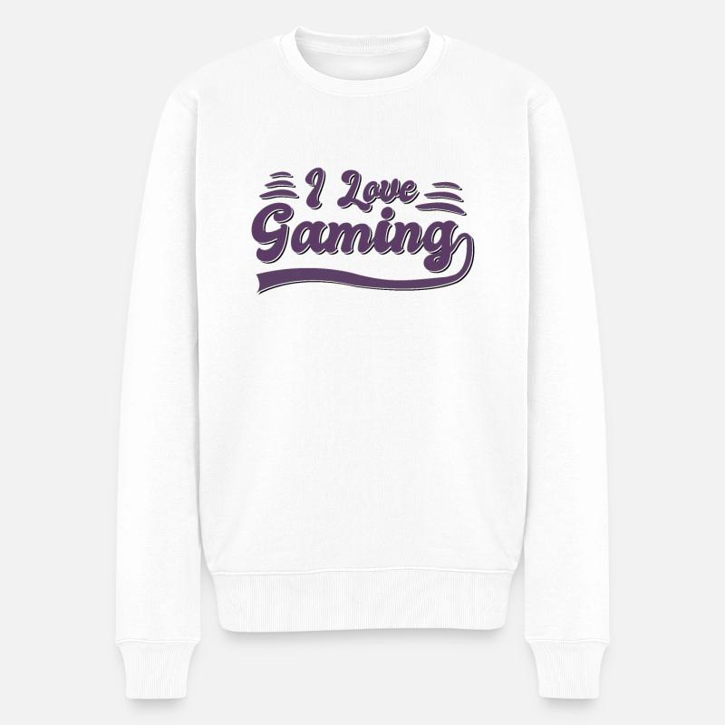 Ich liebe gaming - Männer Premium Bio Pullover - Weiß