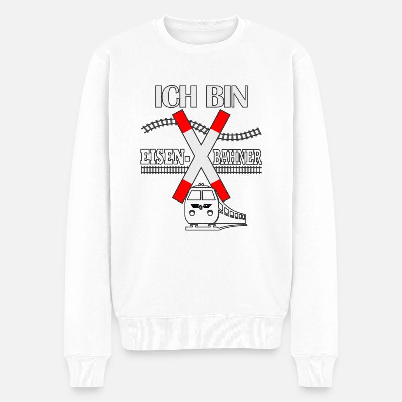 Ich bin Eisenbahner Modelleisenbahner - Männer Premium Bio Pullover - Weiß