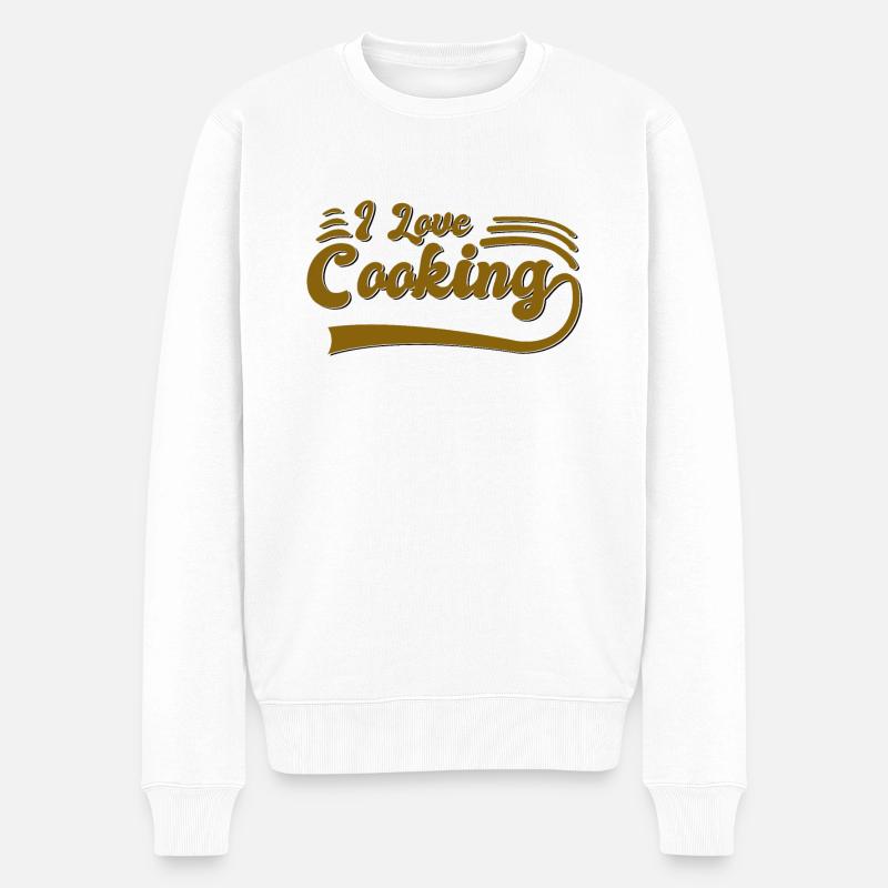 I love cooking - Männer Premium Bio Pullover - Weiß