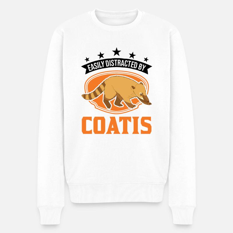 Facilement distrait par Coatis coati - Pull Premium bio Homme - blanc