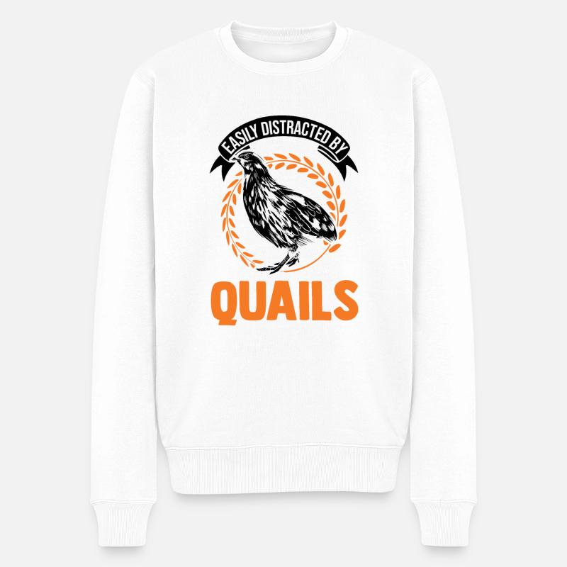 Facilement distrait par la caille - Pull Premium bio Homme - blanc