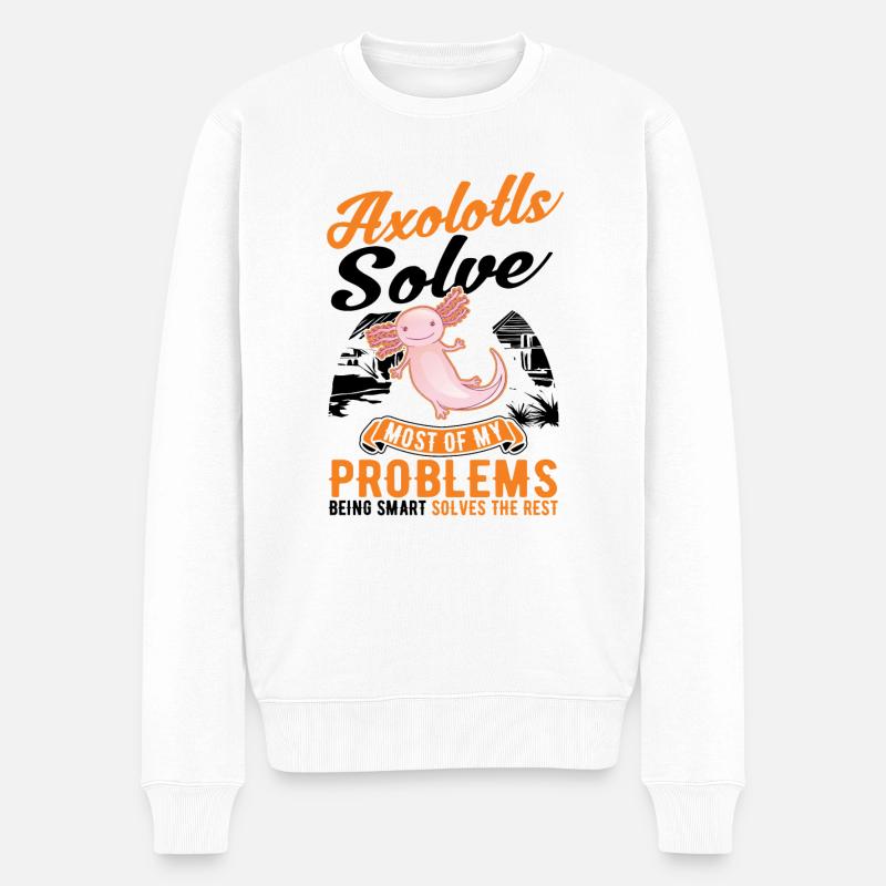 Axolotl Cadeau Amphibien à queue - Pull Premium bio Homme - blanc