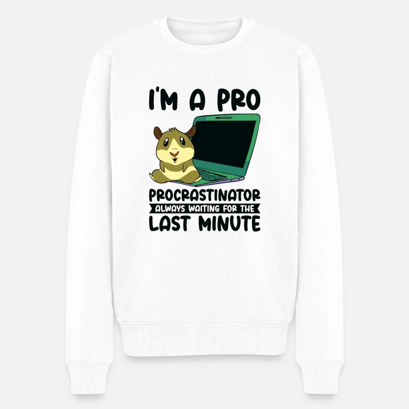 Prokrastinierender Hamster Prokrastinator Time - Männer Premium Bio Pullover - Weiß
