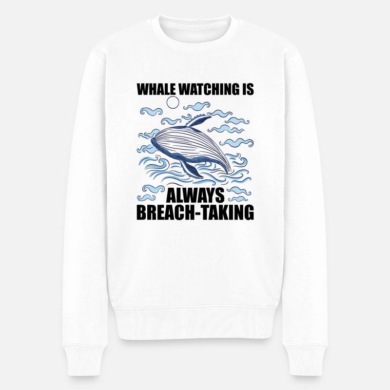 Walbeobachter Spruch Wal Fans Buckelwale - Männer Premium Bio Pullover - Weiß