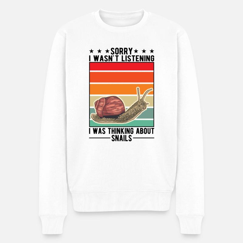 Schnecke Geschenk Weinbergschnecke - Männer Premium Bio Pullover - Weiß