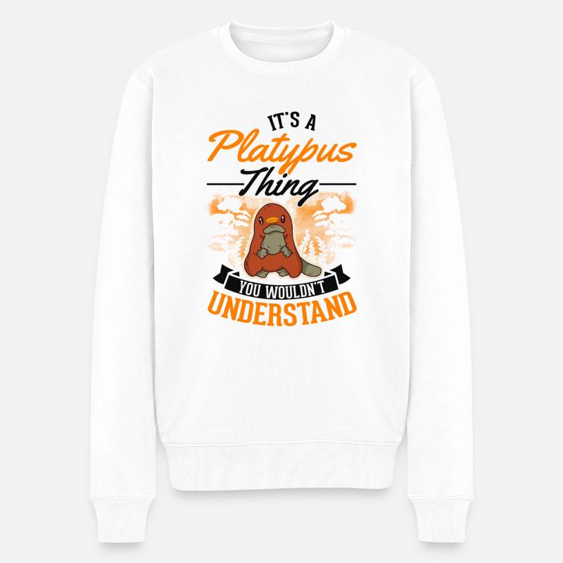 Schnabeltier Geschenk Platypus - Männer Premium Bio Pullover - Weiß