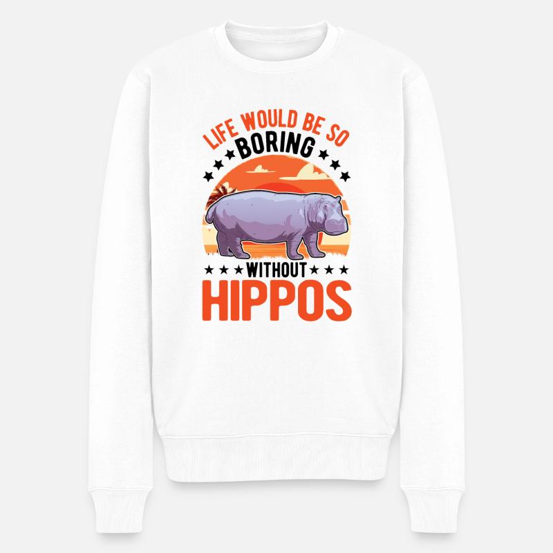 Nilpferd Geschenk Hippo Flusspferd - Männer Premium Bio Pullover - Weiß