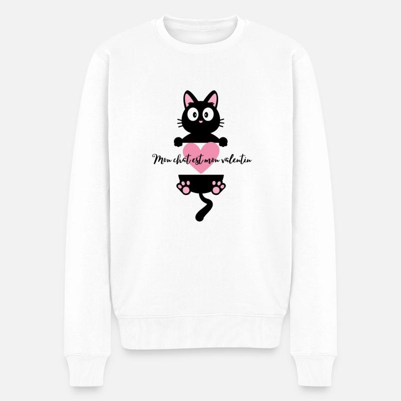 Mon chat est mon valentin - Pull Premium bio Homme - blanc
