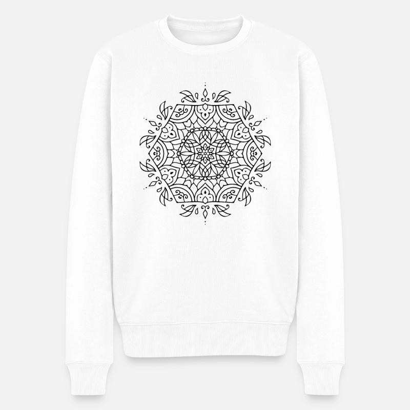 Blumen Mandala - Männer Premium Bio Pullover - Weiß