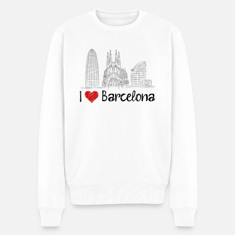 J’adore Barcelone - Pull Premium bio Homme - blanc