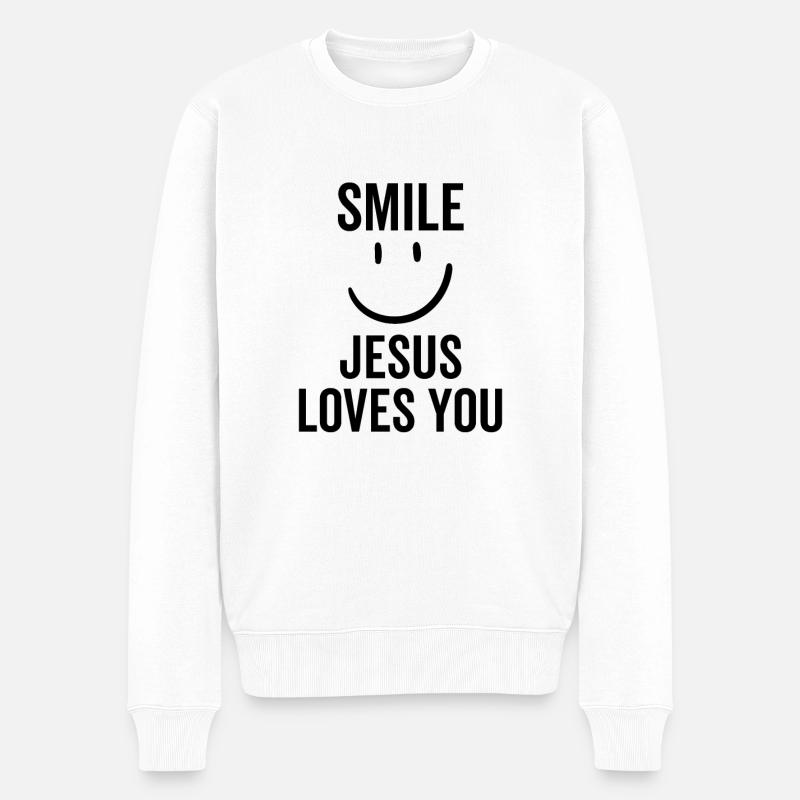 Souriez Jésus vous aime - Pull Premium bio Homme - blanc