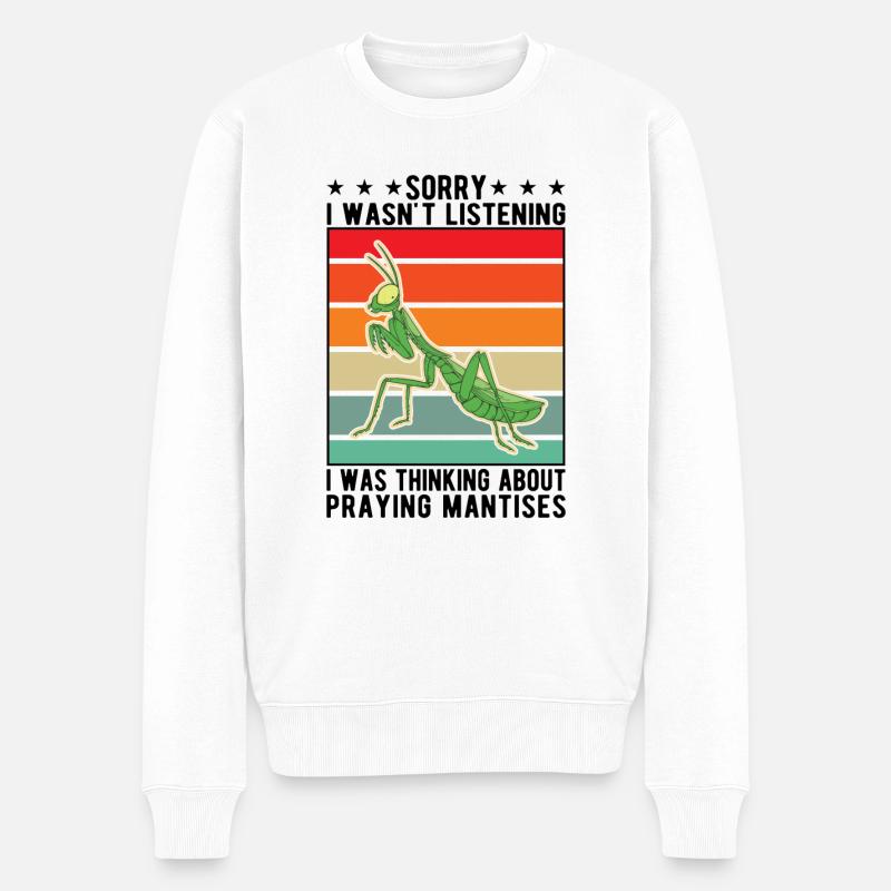 Gottesanbeterin Geschenk Mantis Fangschrecke - Männer Premium Bio Pullover - Weiß