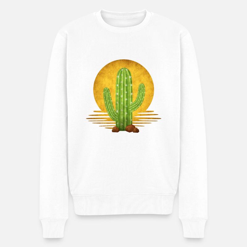 Kaktus - Männer Premium Bio Pullover - Weiß