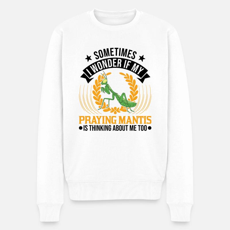 Gottesanbeterin Geschenk Mantis Fangschrecke - Männer Premium Bio Pullover - Weiß