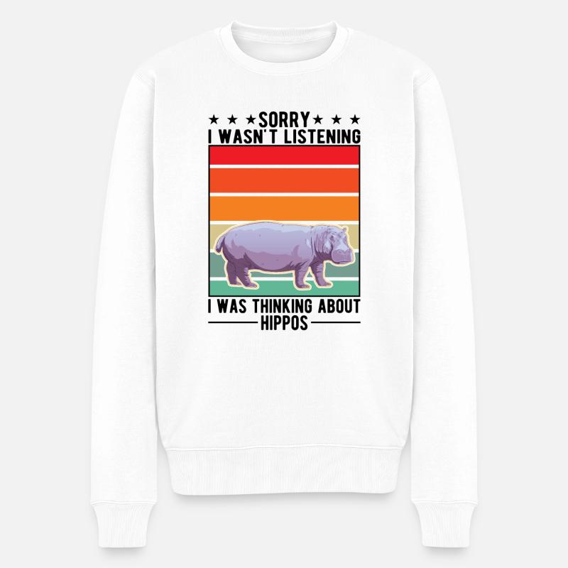 Nilpferd Geschenk Flusspferd Hippo - Männer Premium Bio Pullover - Weiß