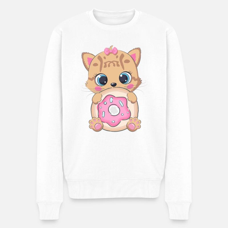 Ozelot Donut - Männer Premium Bio Pullover - Weiß
