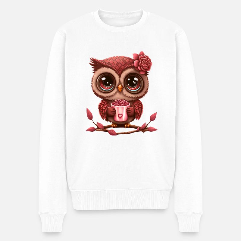 Eule Tier süß wild vogel Zoo wald natur kind - Männer Premium Bio Pullover - Weiß