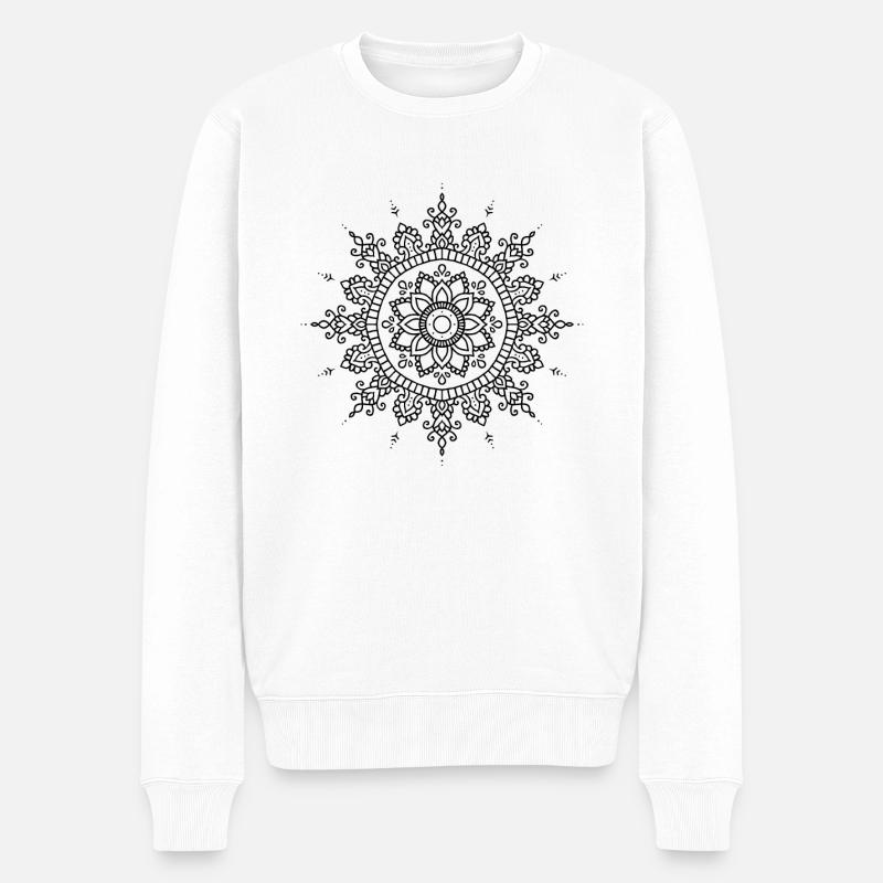 Blumen Mandala - Männer Premium Bio Pullover - Weiß