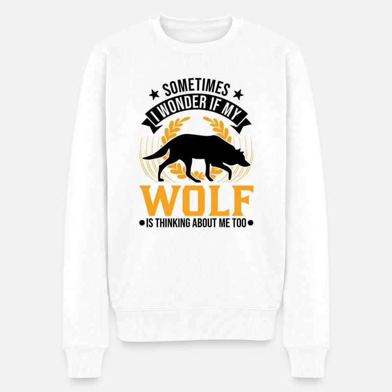 Wolf Liebhaber Geschenk Wolfsrudel - Männer Premium Bio Pullover - Weiß