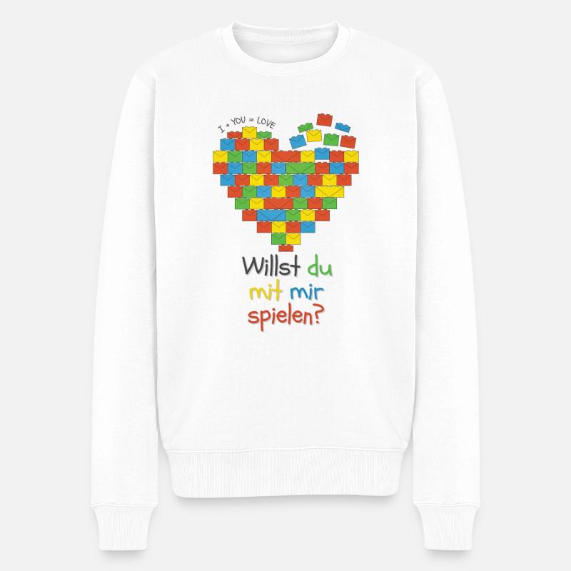 Willst du mit mir Spielen - Männer Premium Bio Pullover - Weiß