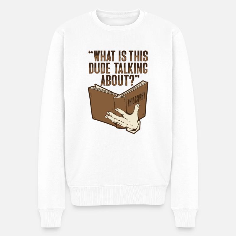 Philosophische Buchgestaltung für einen - Männer Premium Bio Pullover - Weiß