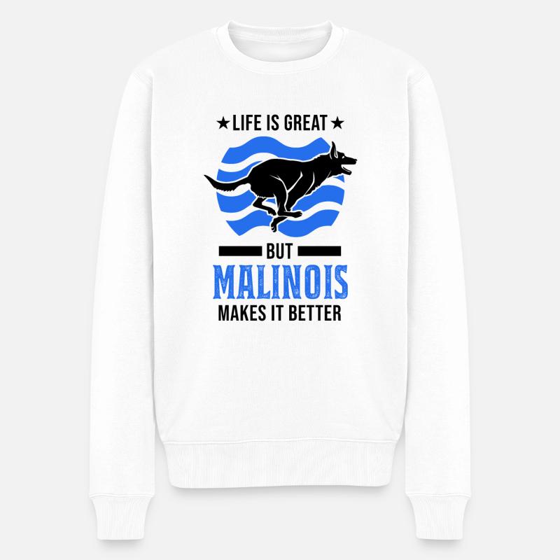 Cadeau Malinois Berger Belge - Pull Premium bio Homme - blanc