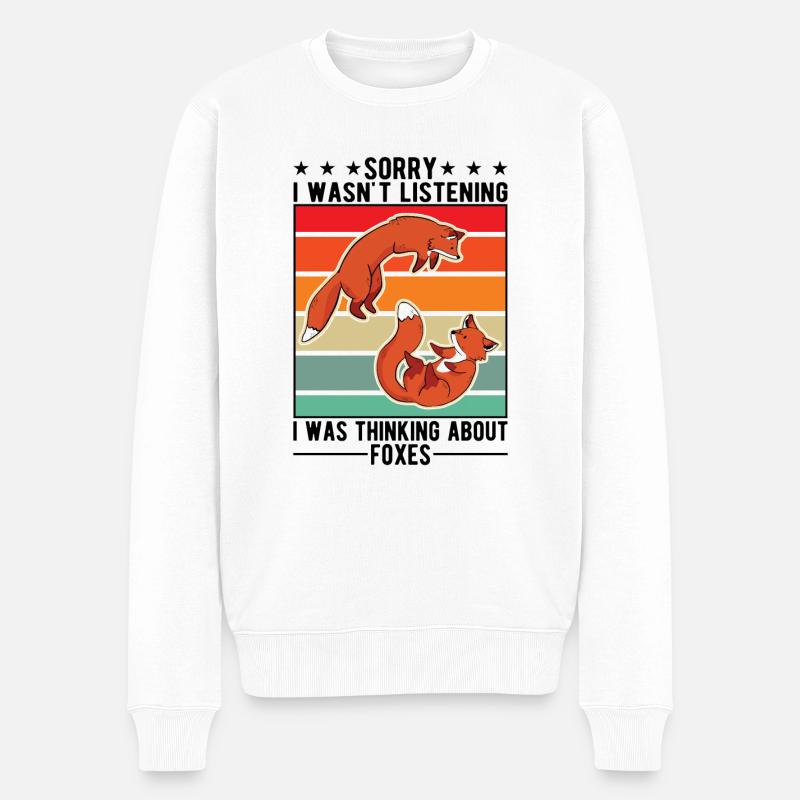Fuchs Geschenk Rotfuchs - Männer Premium Bio Pullover - Weiß