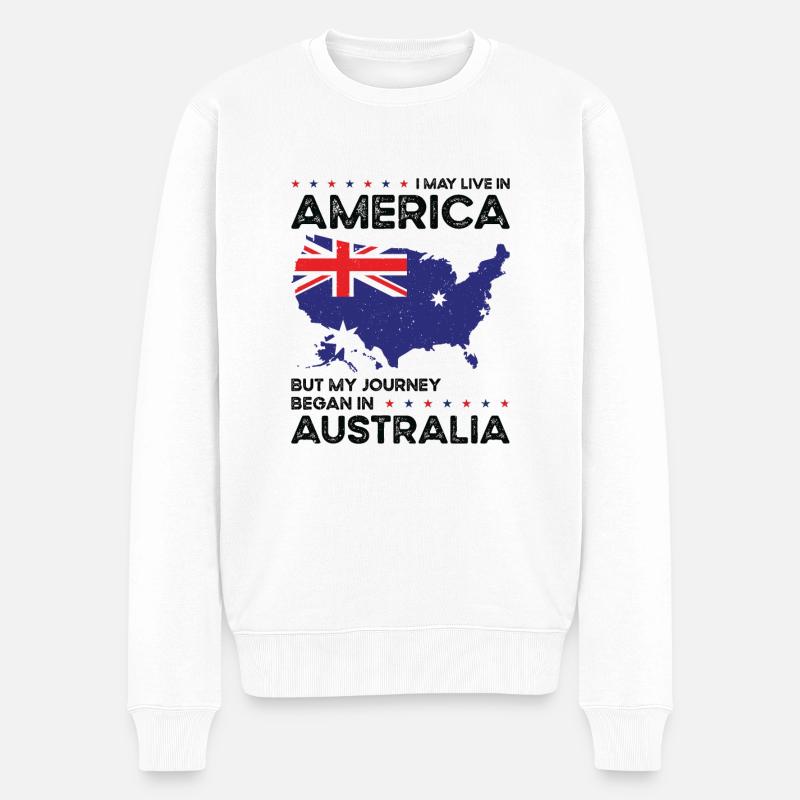 Né Australie Australie États-Unis - Pull Premium bio Homme - blanc