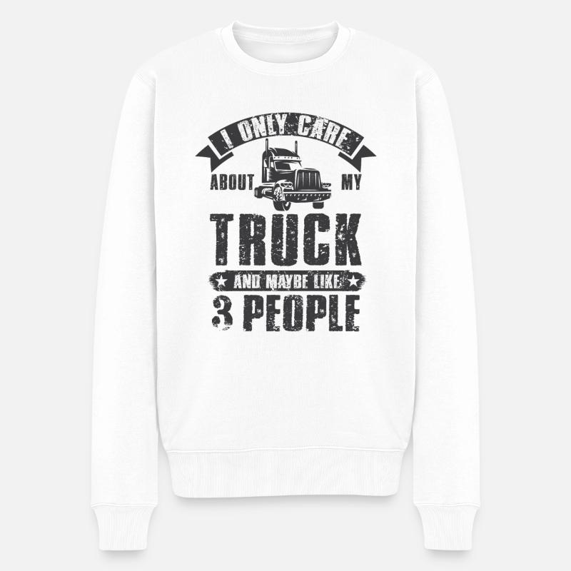 Lastwagenfahrer Spruch & Trucker - Männer Premium Bio Pullover - Weiß