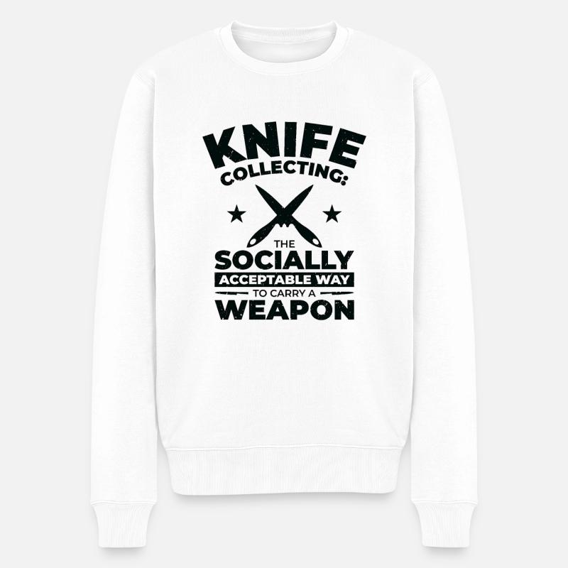 Messersammler Messer Sammeln - Männer Premium Bio Pullover - Weiß