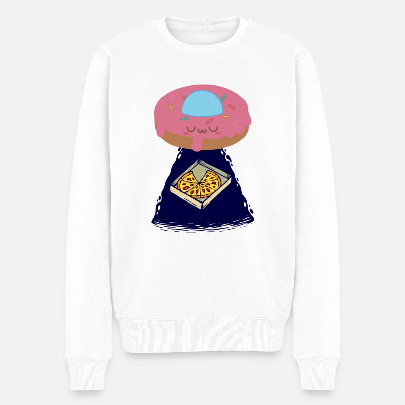 Alien mange une pizza - Pull Premium bio Homme - blanc