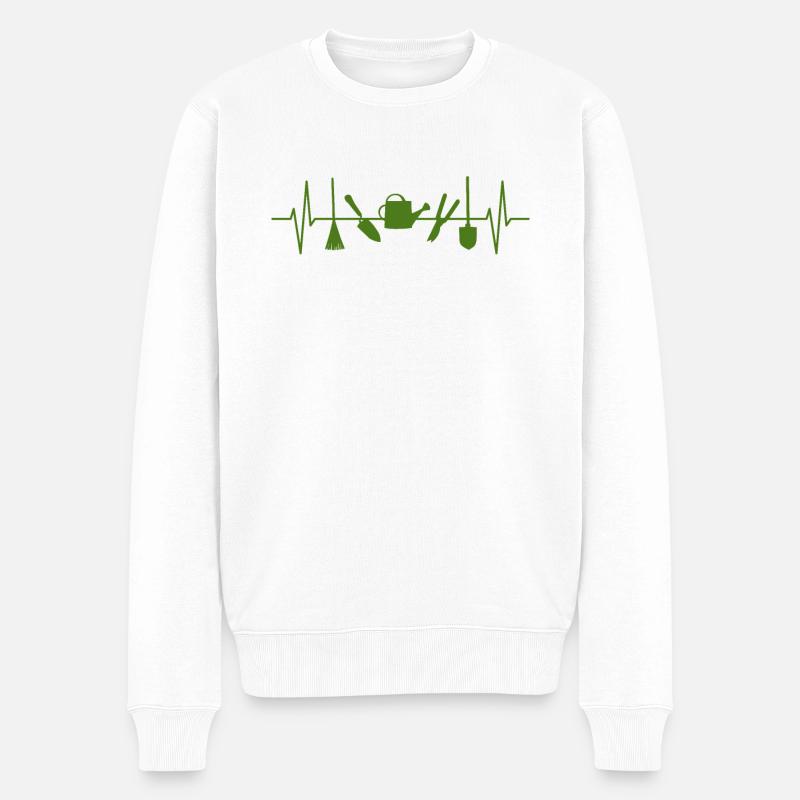 Garten Hobby Gärtner Herzschlag Linie Geschenkidee - Männer Premium Bio Pullover - Weiß