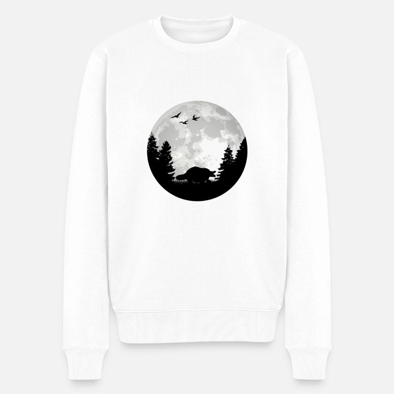 Ornithorynque Lune - Pull Premium bio Homme - blanc