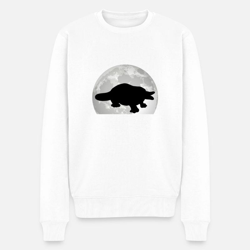 Schnabeltier Mond - Männer Premium Bio Pullover - Weiß