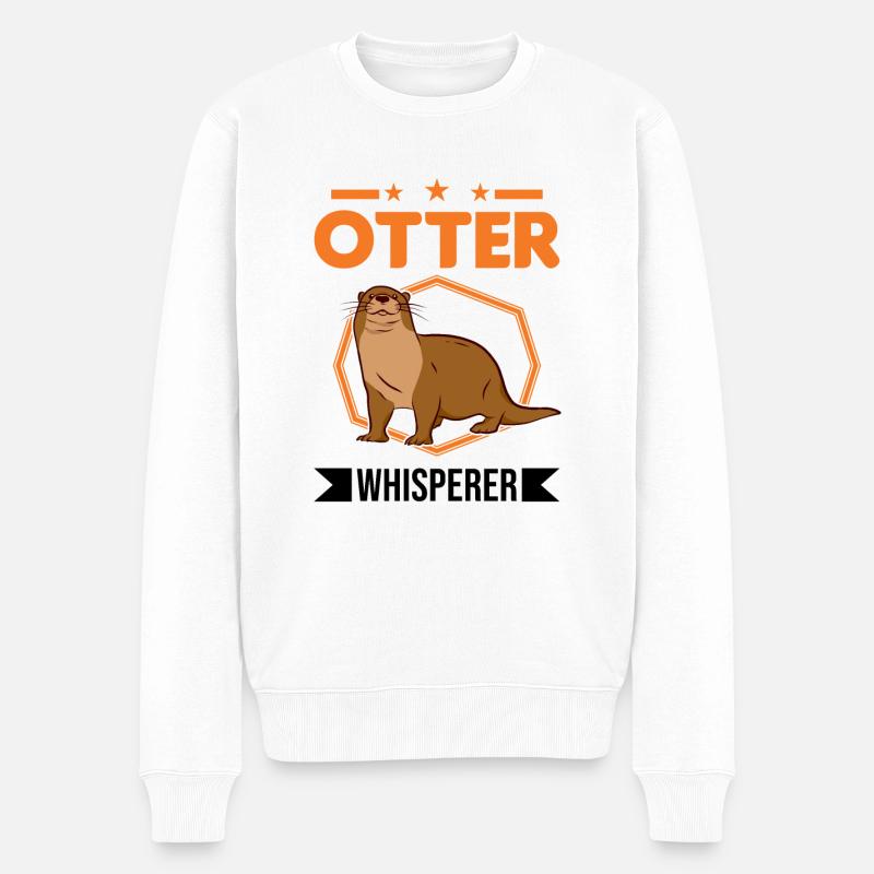 Otter Flüsterer Fischotter Geschenk Seeotter - Männer Premium Bio Pullover - Weiß