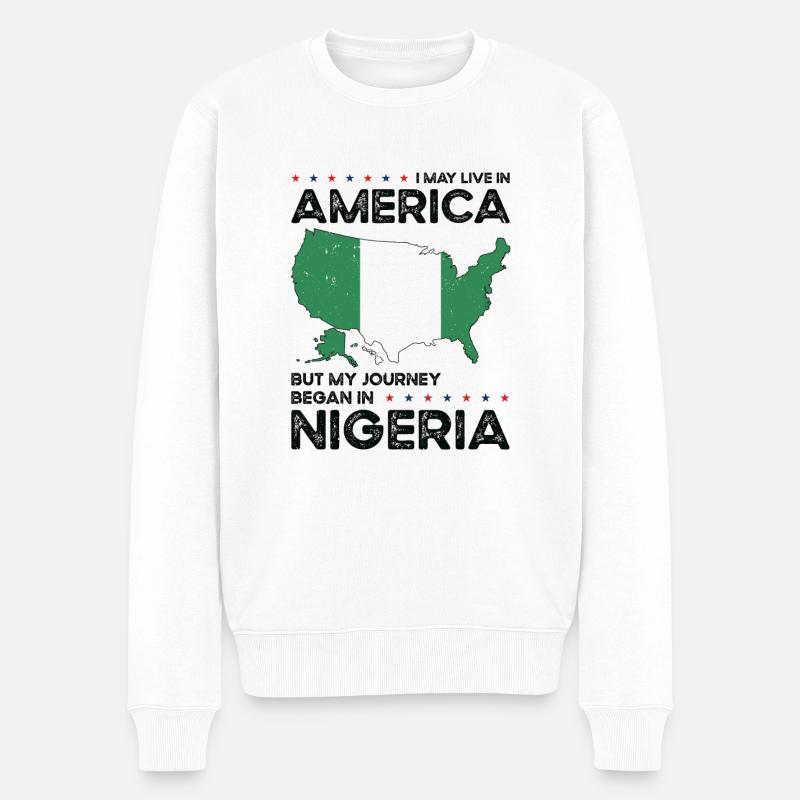Né Nigérian Nigéria États-Unis - Pull Premium bio Homme - blanc