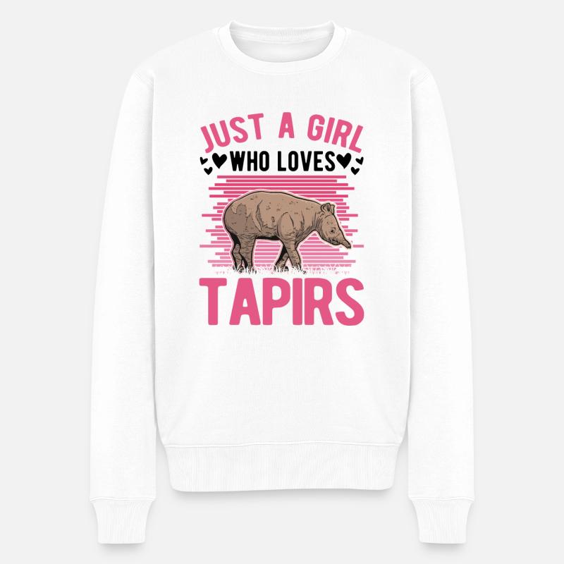 Just a Girl Who loves Tapirs Mädchen - Männer Premium Bio Pullover - Weiß
