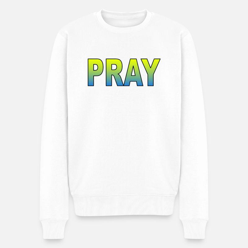 Ukraine pray - Männer Premium Bio Pullover - Weiß