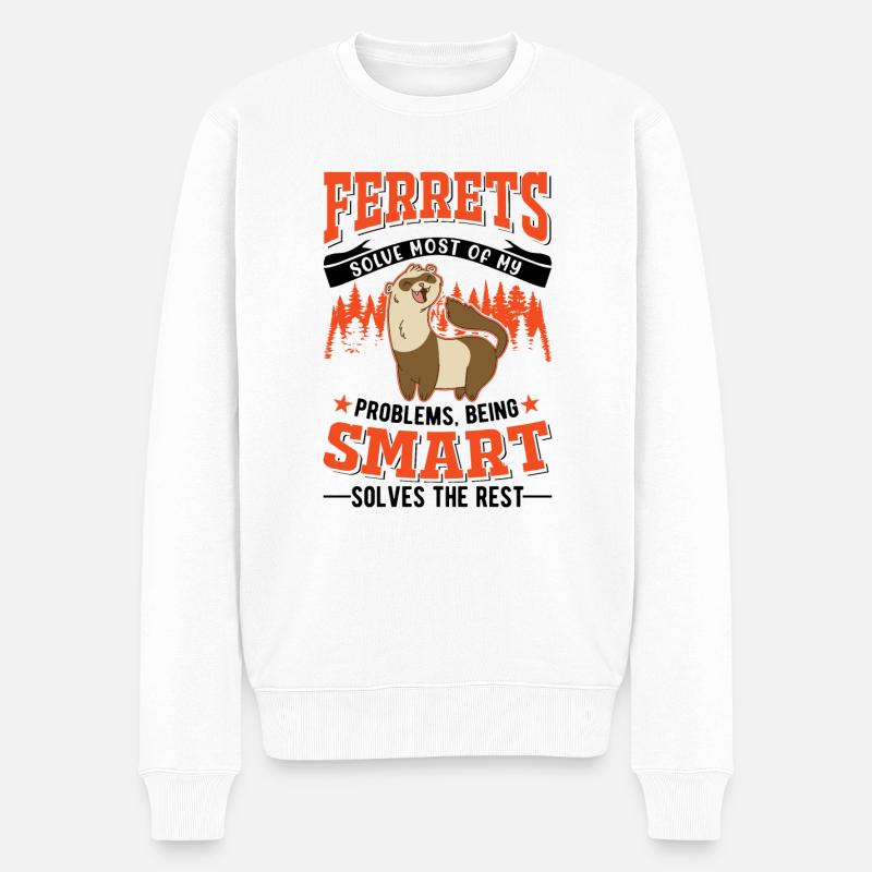 Frettchen Liebhaber Ferret Geschenk - Männer Premium Bio Pullover - Weiß