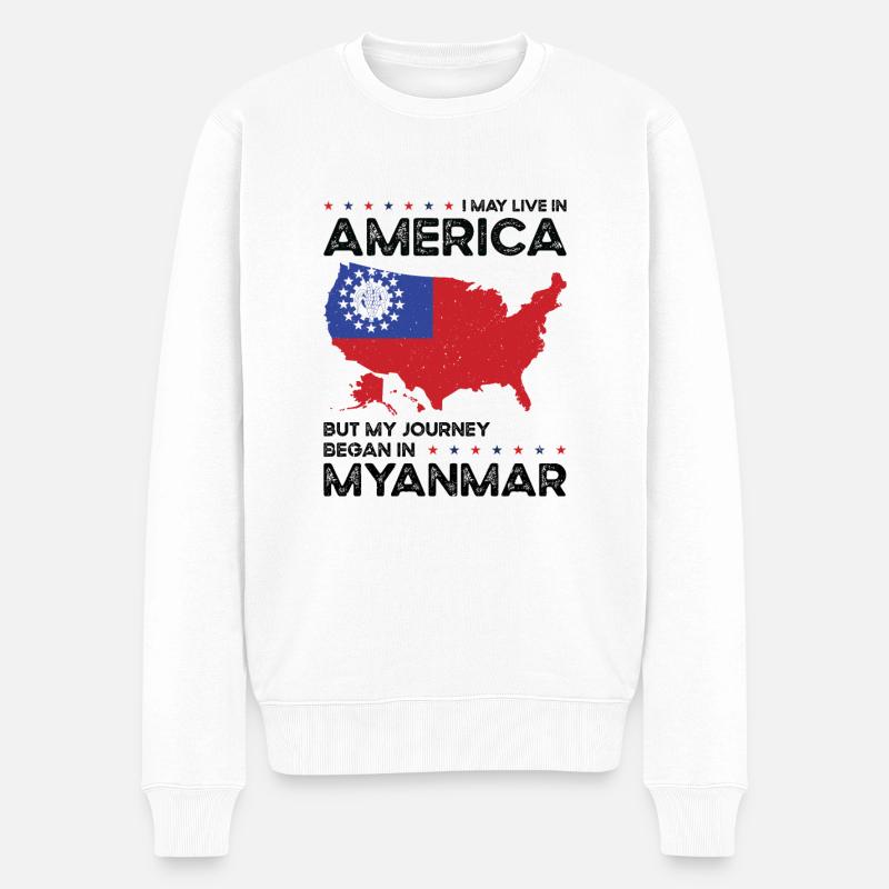 Né Birman Myanmar États-Unis - Pull Premium bio Homme - blanc