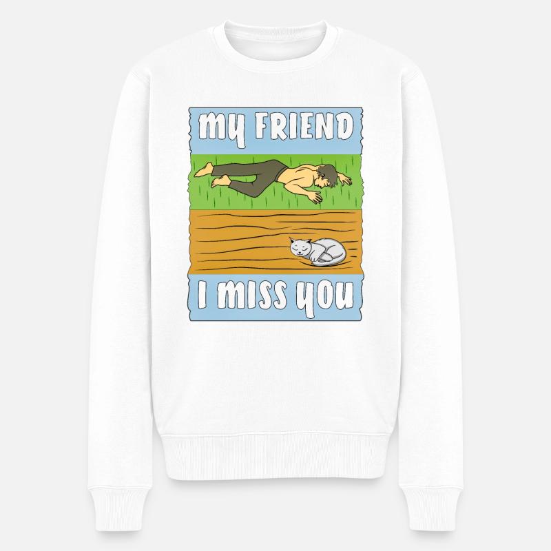 CHAT HUMAIN TRISTE - Pull Premium bio Homme - blanc