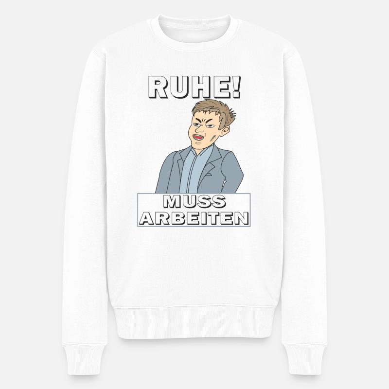 RUHE MUSS ARBEITEN - Männer Premium Bio Pullover - Weiß