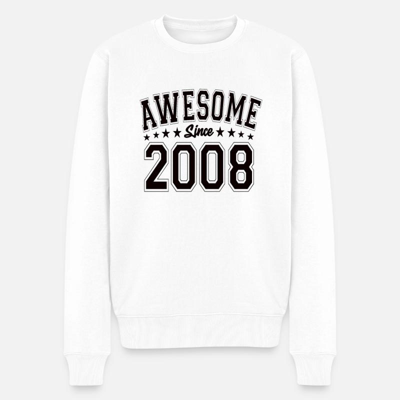 Awesome Since 2008 Geburtstag 2008 Vintage 2008 - Männer Premium Bio Pullover - Weiß