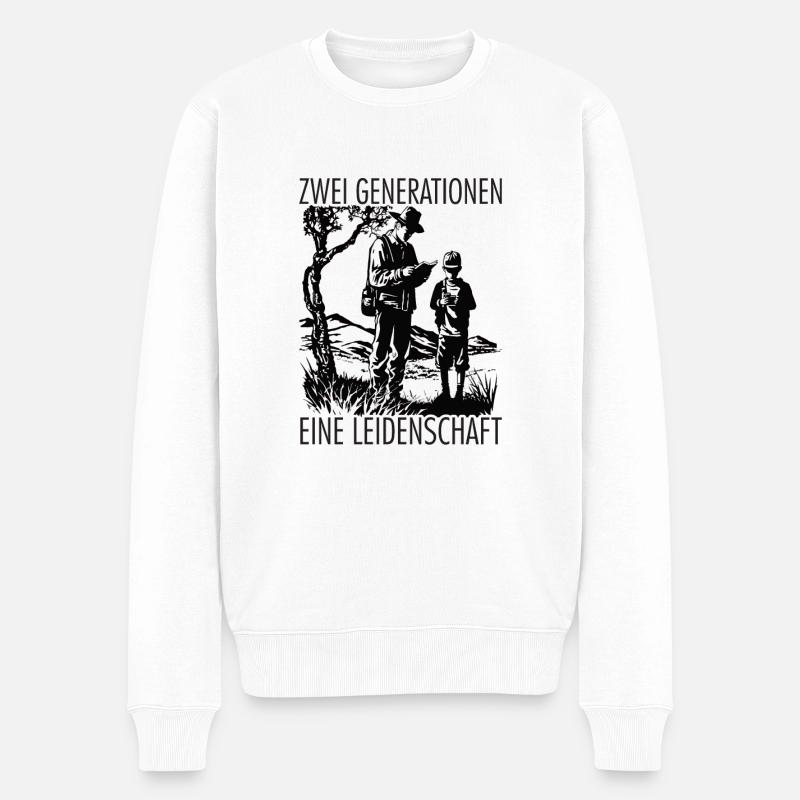 Zwei Generationen Eine Leidenschaft - Männer Premium Bio Pullover - Weiß