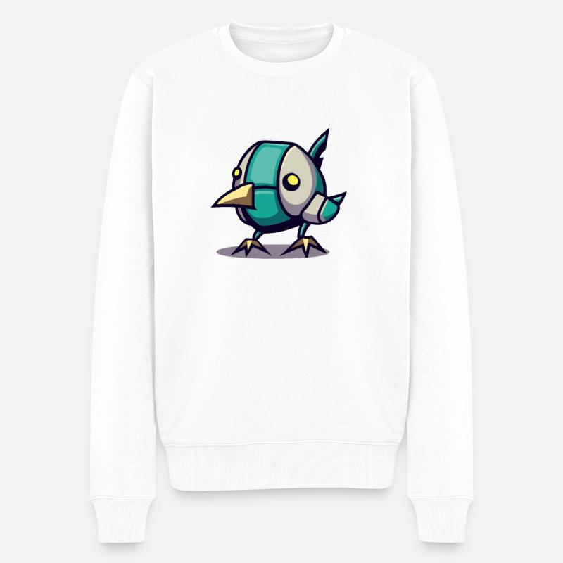Roboter Küken Vogel - Männer Premium Bio Pullover - Weiß